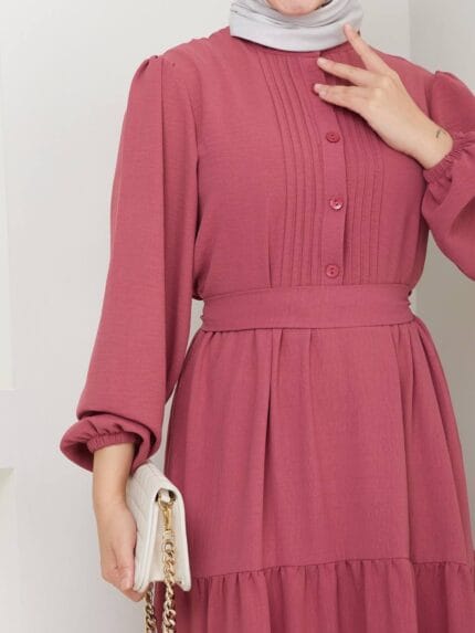 Sommer Maxikleid mit Knopfleiste und Taillengürtel