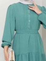 Sommer Maxikleid mit Knopfleiste und Taillengürtel