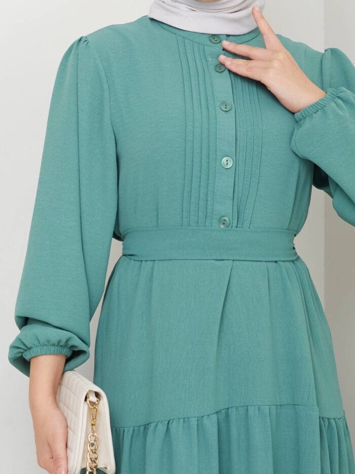 Sommer Maxikleid mit Knopfleiste und Taillengürtel