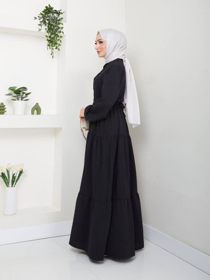 Sommer Maxikleid mit Knopfleiste und Taillengürtel