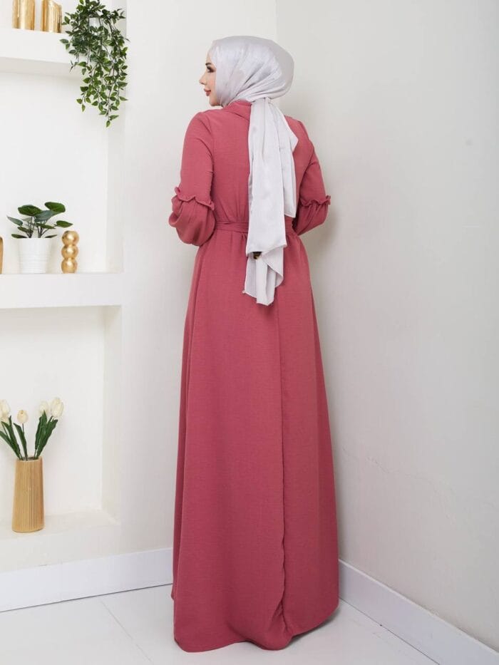 Sommer Maxikleid mit Knopfleiste und Taillengürtel