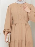 Sommer Maxikleid mit Knopfleiste und Taillengürtel