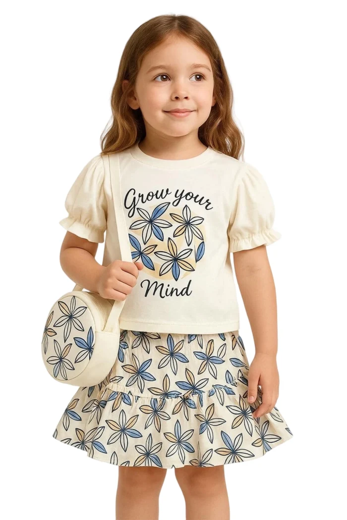 2-Piece Summer Set for Girls – Shirt with Matching Skirt  Bag - Image 1