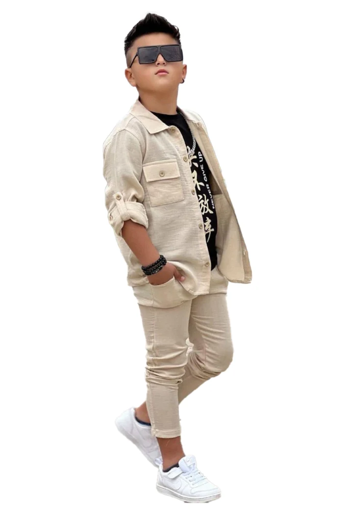 Boys 3-Piece Set – Shirt, T-shirt  Trousers | Summer Look 2025 - Image 2