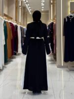 Abaya 2-Piece Set | Long-sleeve Dress with Open Overlay Abaya in White or Brown - Image 5