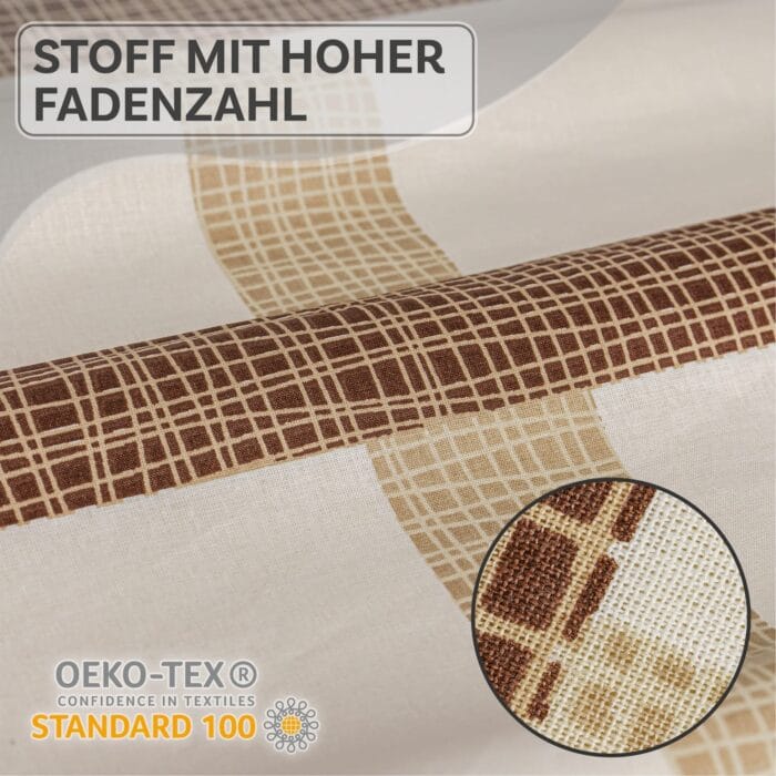 Bettwäsche 3-teiliges Set mit braun-beigem Karomuster | OEKO-TEX zertifiziert – Bild 5