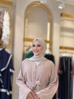 Elegant Crinkle Abaya with Belt – Stylish & Timeless - Image 11