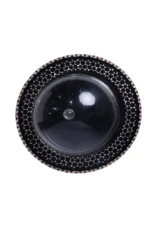 Elegant Black Cake Stand with Mother-Of-Pearl Inlays & Dome - Image 2