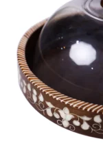 Handmade Serving Tray with Mother-of-Pearl and Glass Dome - Image 3