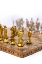 Handcrafted Chess Set with Metal Pieces – Foldable Mosaic Board - Image 2