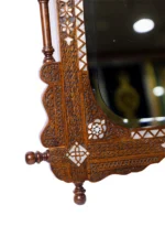 Handmade Walnut Wood Wall Mirror with Mother-Of-Pearl Inlays - Image 2