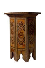 Octagonal Mosaic Table Made of Wood – Oriental Design - Image 2