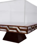 Wooden Tray with Mother-Of-Pearl and Plexiglass Cover – Handmade - Image 3