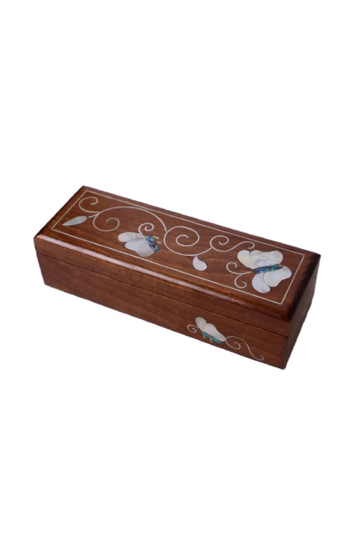 Handmade Wooden Jewelry Box with Mother-Of-Pearl Inlays - Image 2