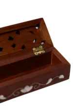 Handcrafted Wooden Box with Mother of Pearl Inlay – Floral Design - Image 3
