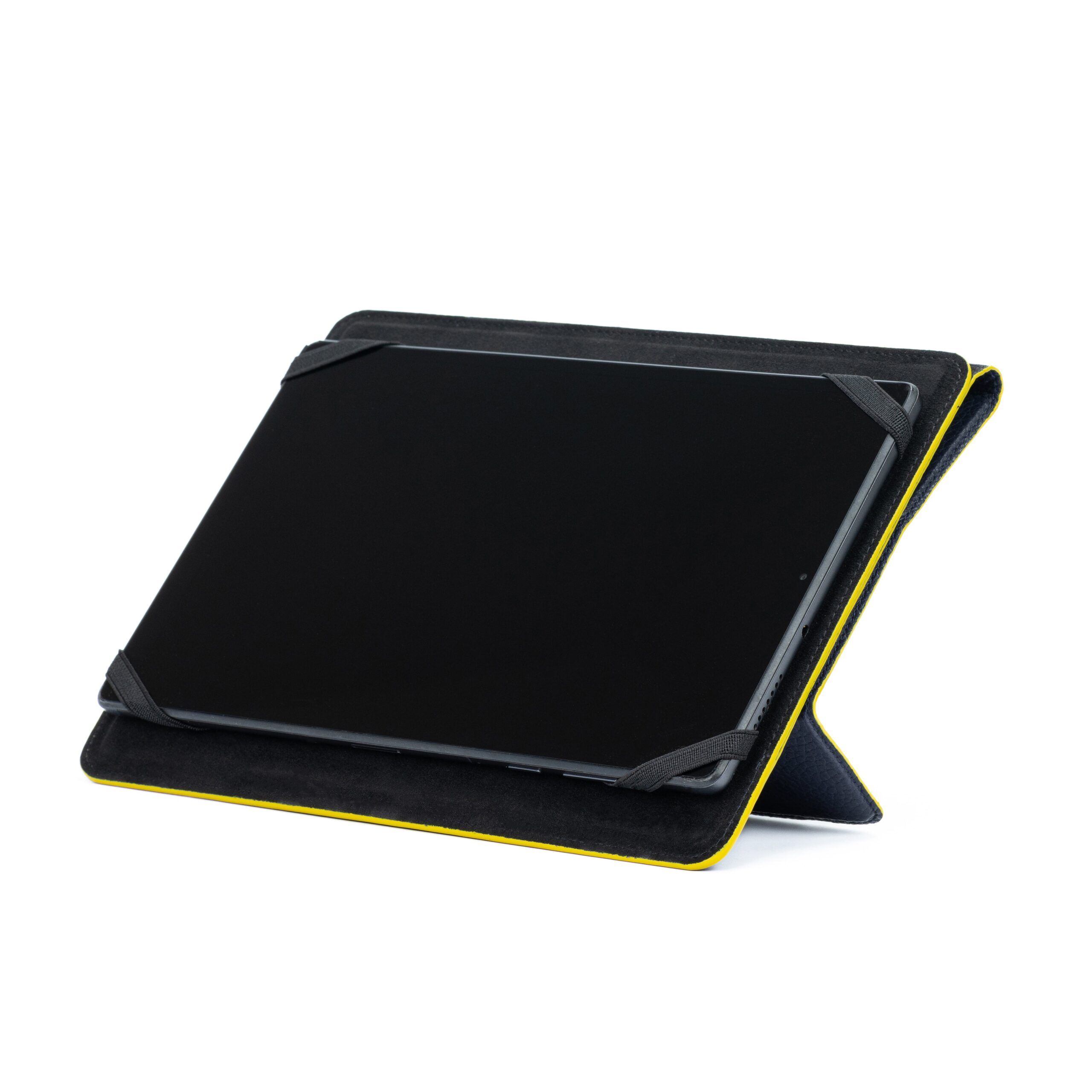 K0033DB_2.Jpg Faux Leather Tablet Case | Black-Yellow | Unisex - Image 3
