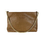 Women's Leather Shoulder Bag with Golden Chain | Brown - Image 2