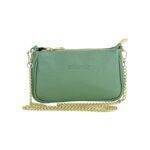Small Leather Shoulder Bag with Chain | Mint Green - Image 2