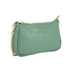 Small Leather Shoulder Bag with Chain | Mint Green - Image 3