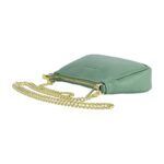 Small Leather Shoulder Bag with Chain | Mint Green - Image 4