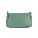 Small Leather Shoulder Bag with Chain | Mint Green - Image 5