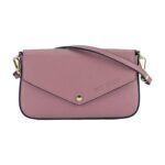 Small Leather Shoulder Bag with Chain | Dusty Pink - Image 2
