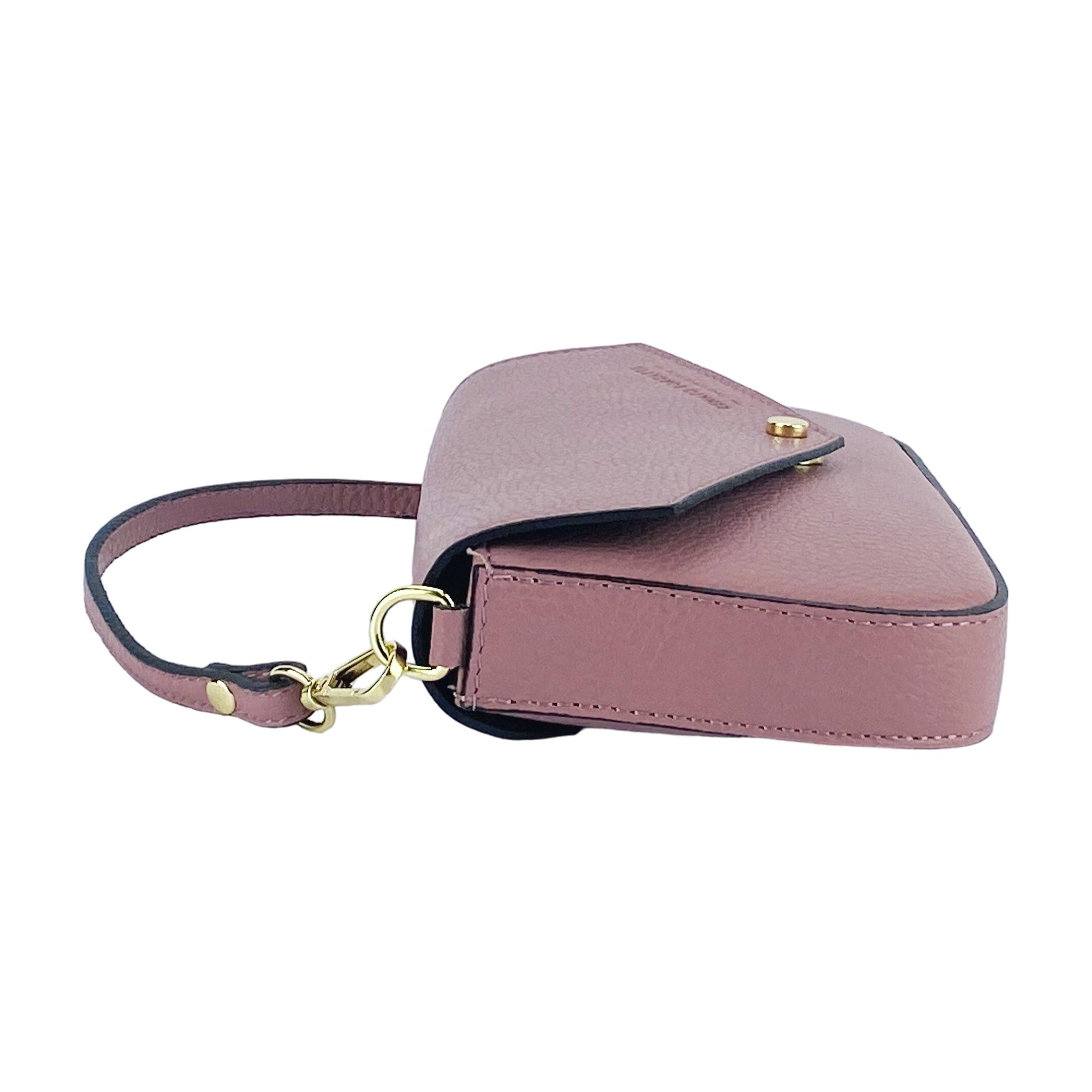RB1023AZ_3.Jpg Small Leather Shoulder Bag with Chain | Dusty Pink - Image 4