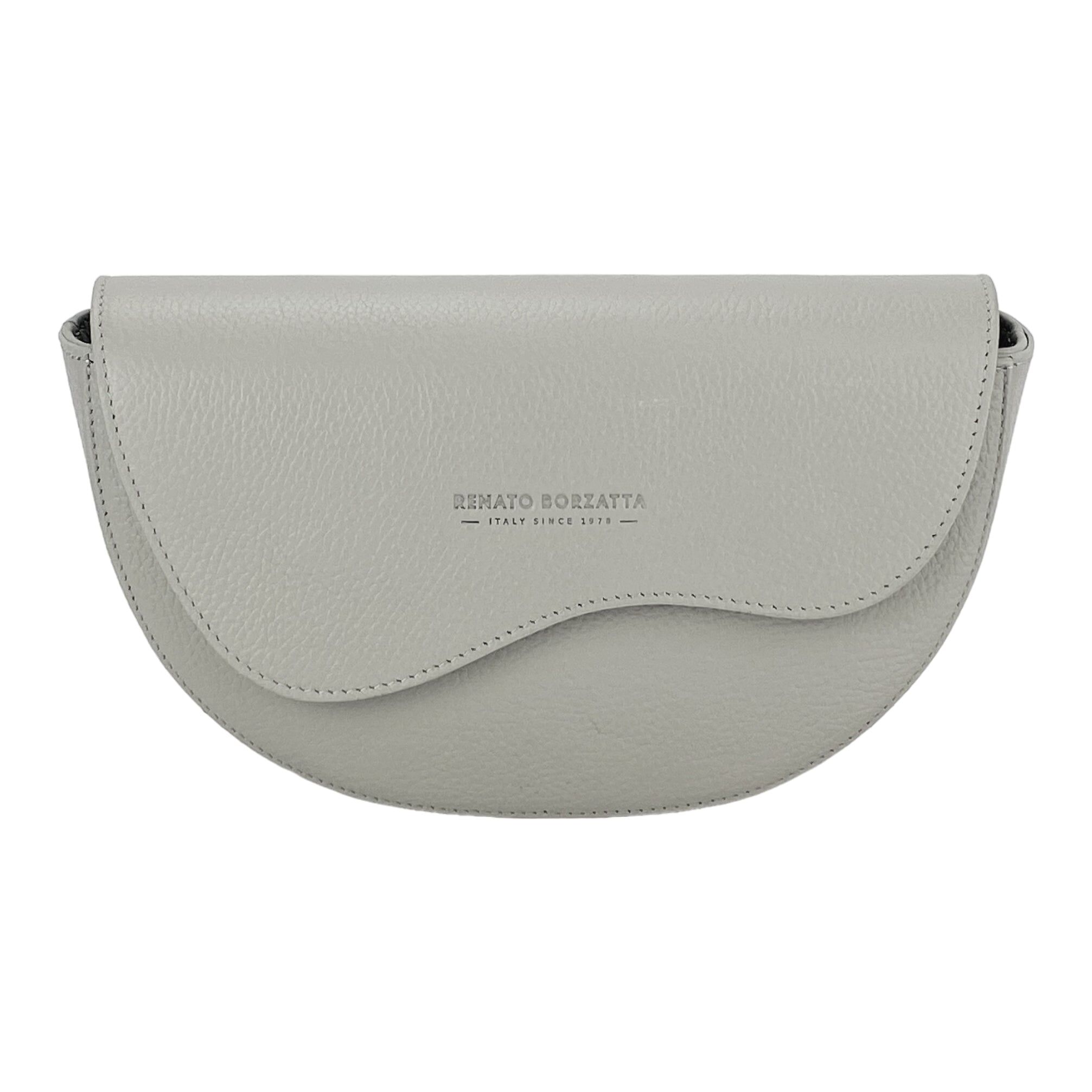 RB1027BO_1.Jpg Rounded Leather Shoulder Bag for Women | Ice Gray - Image 2