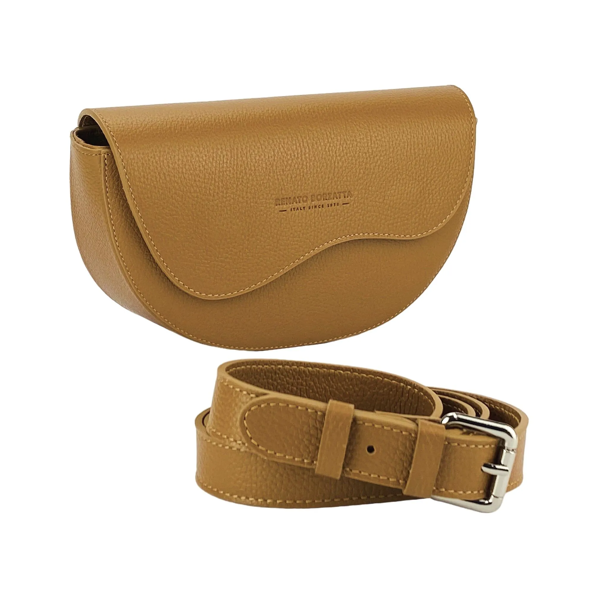 RB1027S.jpg Abgerundete Leder-Umhängetasche | Cognac – Bild 1