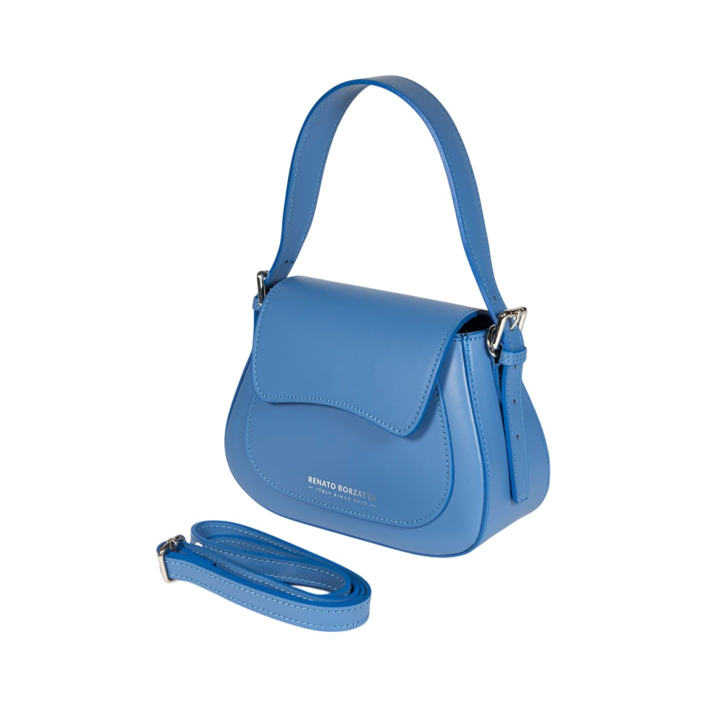 RB1030CP_1.Jpg "EMMA" Shoulder Bag with Flap | Sky Blue - Image 2